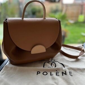 Polene Tan Leather Top-Handle Crossbody Bag💗
